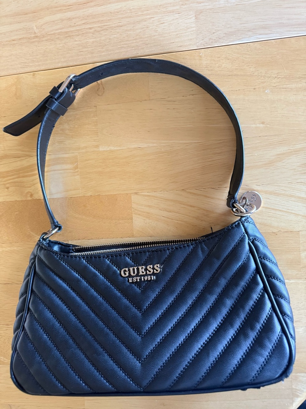 GUESS Black Quilted Chevron Shoulder Bag
